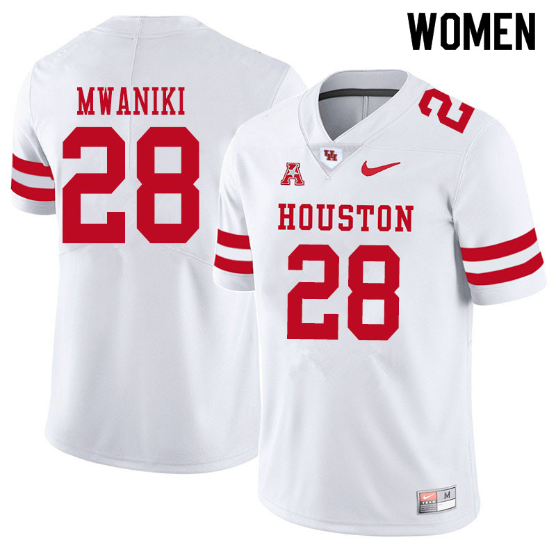 Women #28 Thabo Mwaniki Houston Cougars College Football Jerseys Sale-White
